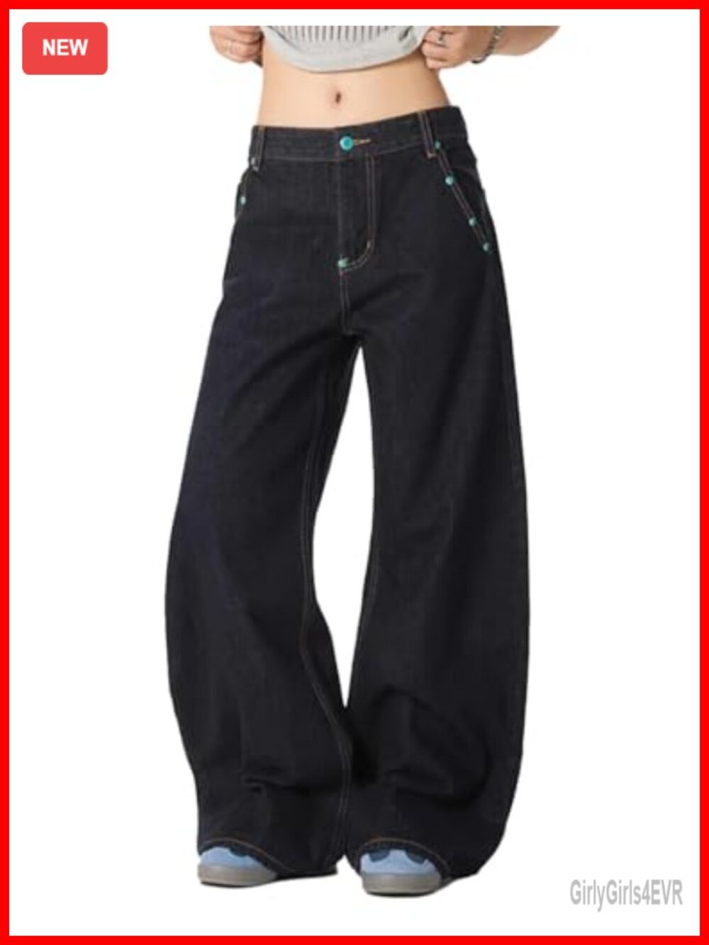 Baggy High Waisted Wide Leg Barrel Jeans Rivet Y2K Streetwear Cotton